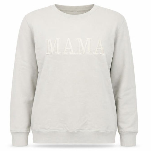 Rock On Ruby Women’s Beige MAMA Embroidered Crew Neck Sweatshirt M