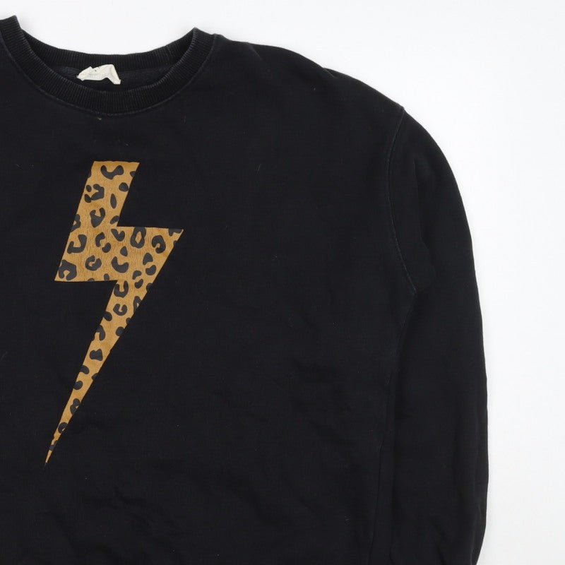 Sugarhill Brighton Women Black UK 12 Pullover Leopard Lightning Sweatshirt