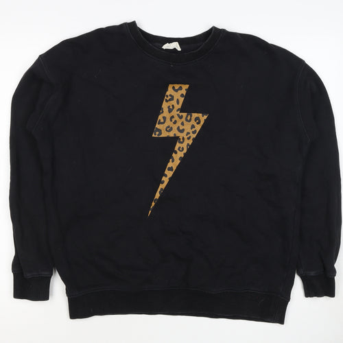 Sugarhill Brighton Women Black UK 12 Pullover Leopard Lightning Sweatshirt