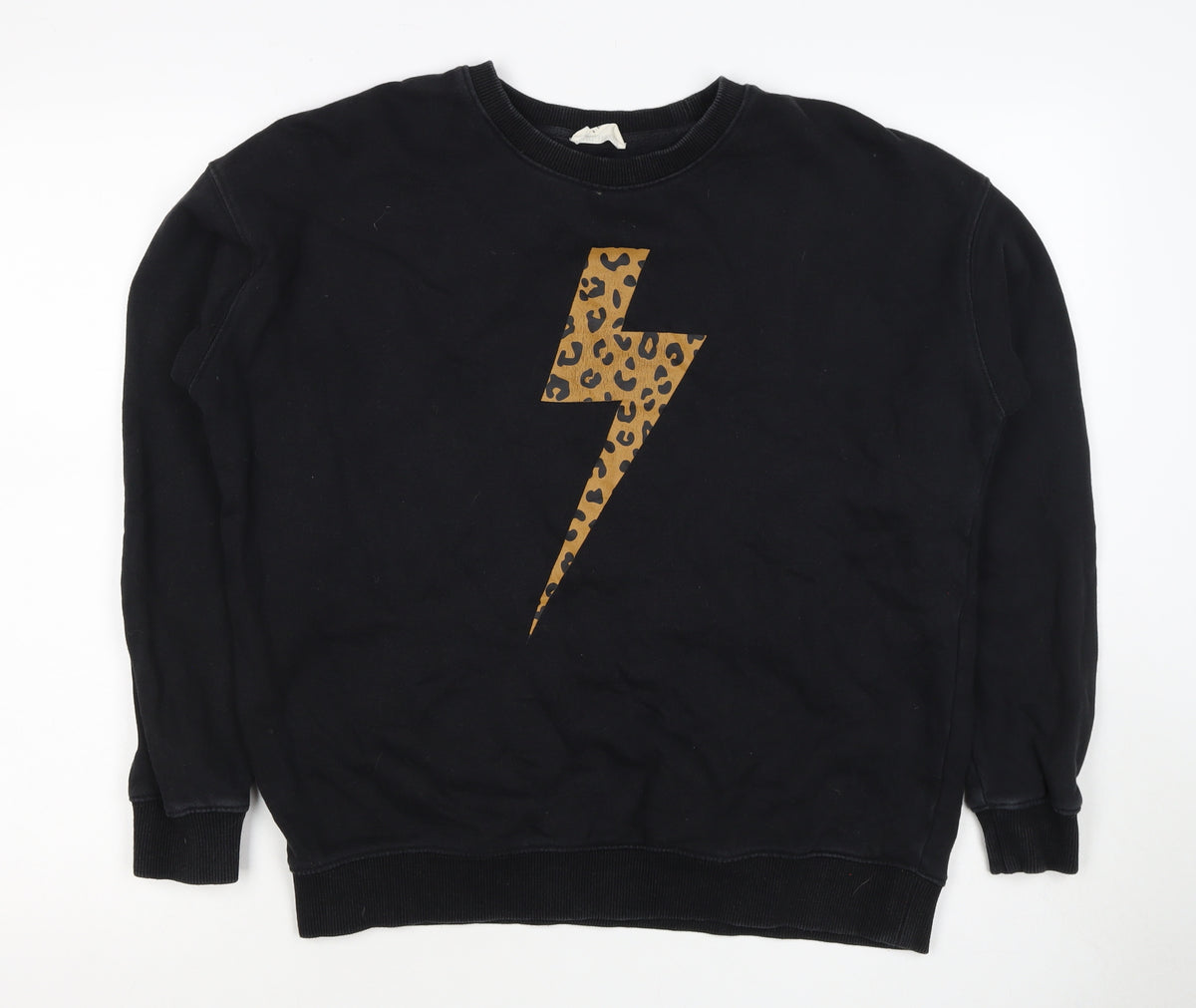 Sugarhill Brighton Women Black UK 12 Pullover Leopard Lightning Sweatshirt