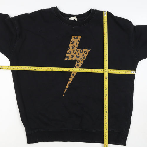 Sugarhill Brighton Women Black UK 12 Pullover Leopard Lightning Sweatshirt