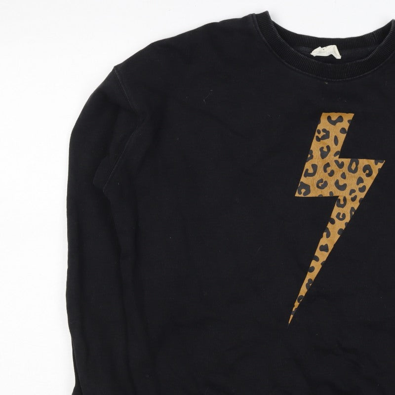 Sugarhill Brighton Women Black UK 12 Pullover Leopard Lightning Sweatshirt