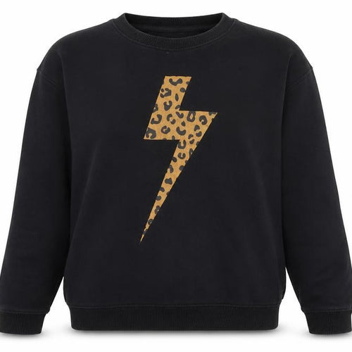 Sugarhill Brighton Women Black UK 12 Pullover Leopard Lightning Sweatshirt