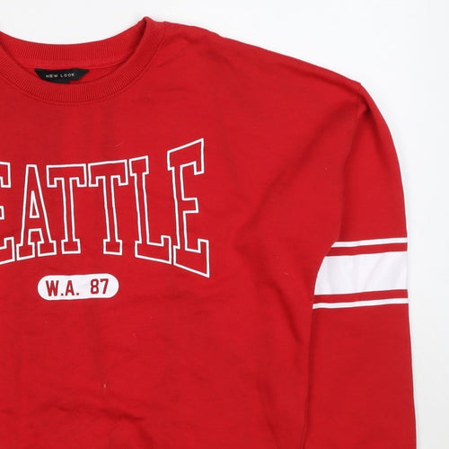 New Look Women’s Red UK 12 Seattle College Graphic Sweatshirt