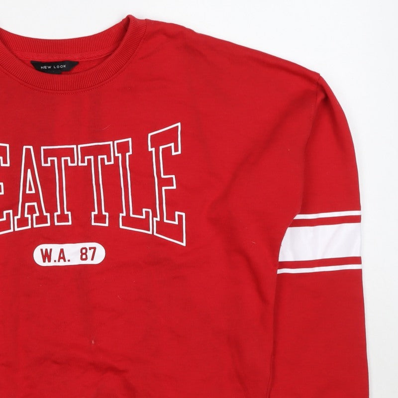 New Look Women’s Red UK 12 Seattle College Graphic Sweatshirt
