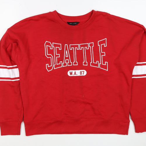 New Look Women’s Red UK 12 Seattle College Graphic Sweatshirt