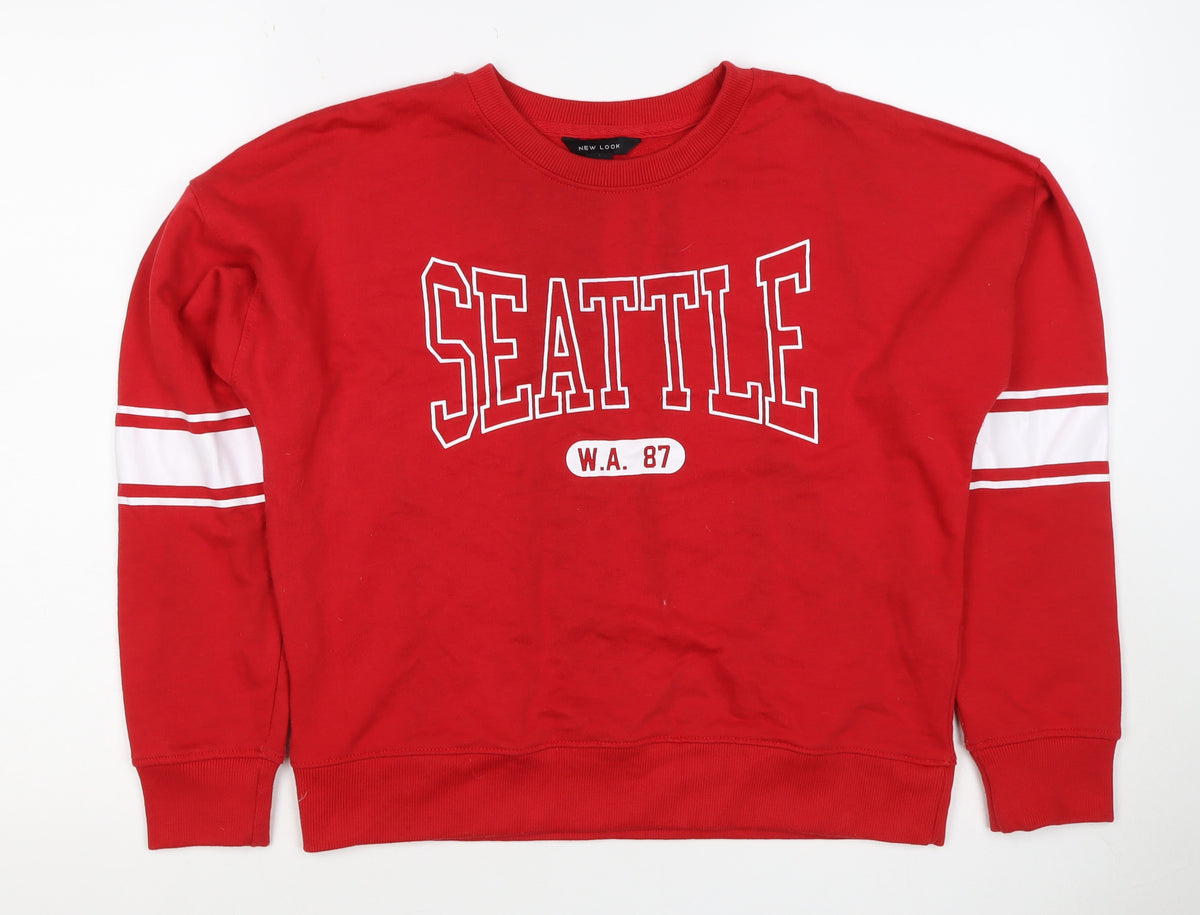 New Look Women’s Red UK 12 Seattle College Graphic Sweatshirt