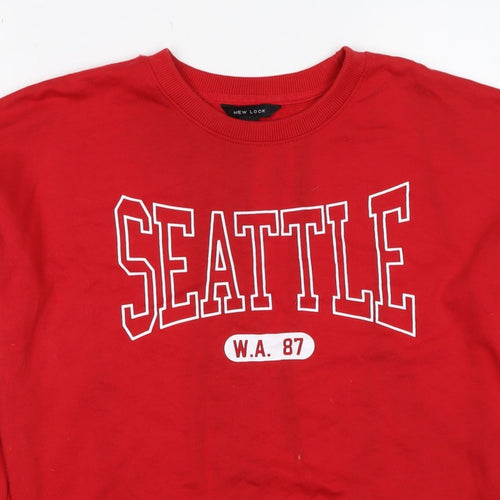 New Look Women’s Red UK 12 Seattle College Graphic Sweatshirt