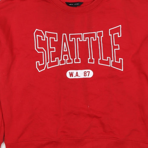 New Look Women’s Red UK 12 Seattle College Graphic Sweatshirt