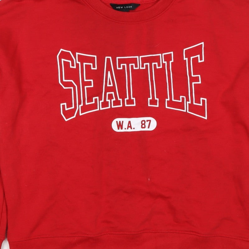 New Look Women’s Red UK 12 Seattle College Graphic Sweatshirt
