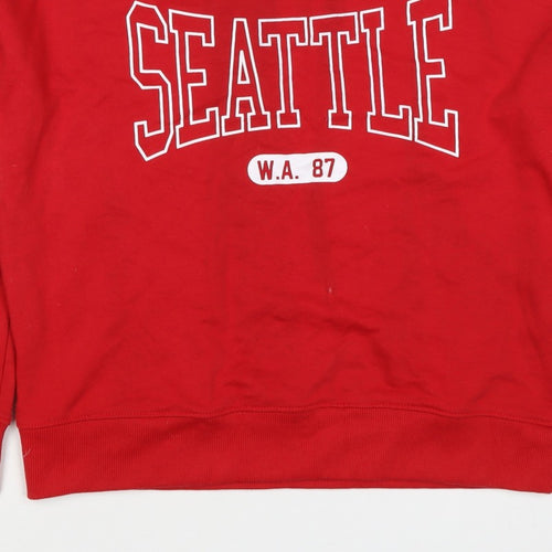 New Look Women’s Red UK 12 Seattle College Graphic Sweatshirt