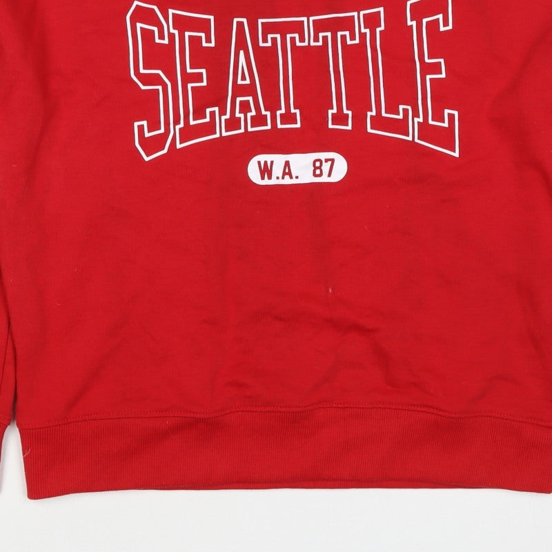 New Look Women’s Red UK 12 Seattle College Graphic Sweatshirt