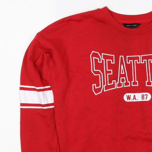 New Look Women’s Red UK 12 Seattle College Graphic Sweatshirt