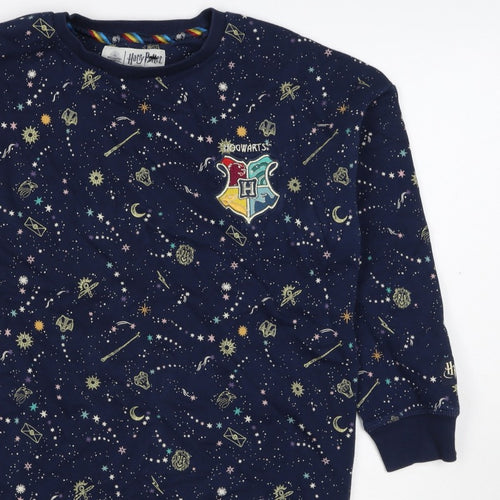 M&S Girls Blue Harry Potter Hogwarts Crest Pullover Sweatshirt 7 Years