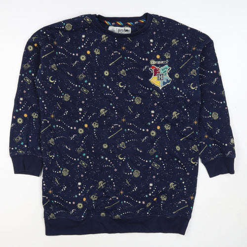 M&S Girls Blue Harry Potter Hogwarts Crest Pullover Sweatshirt 7 Years