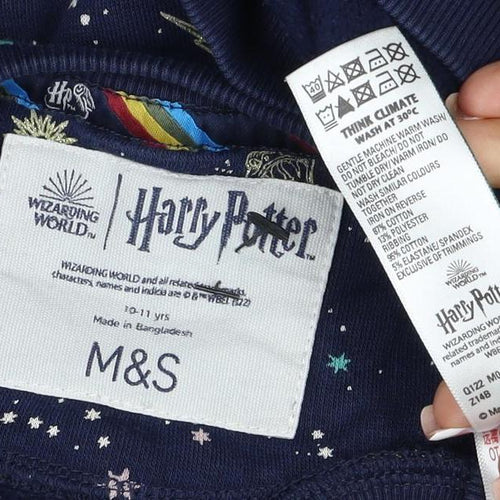 M&S Girls Blue Harry Potter Hogwarts Crest Pullover Sweatshirt 7 Years