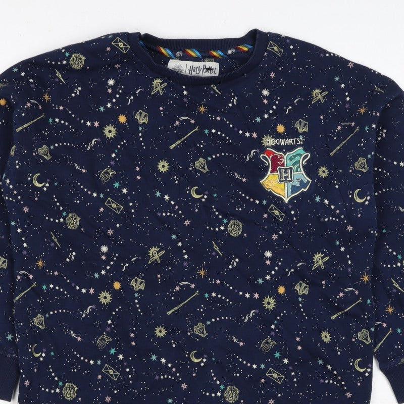 M&S Girls Blue Harry Potter Hogwarts Crest Pullover Sweatshirt 7 Years