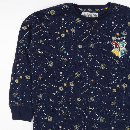 M&S Girls Blue Harry Potter Hogwarts Crest Pullover Sweatshirt 7 Years