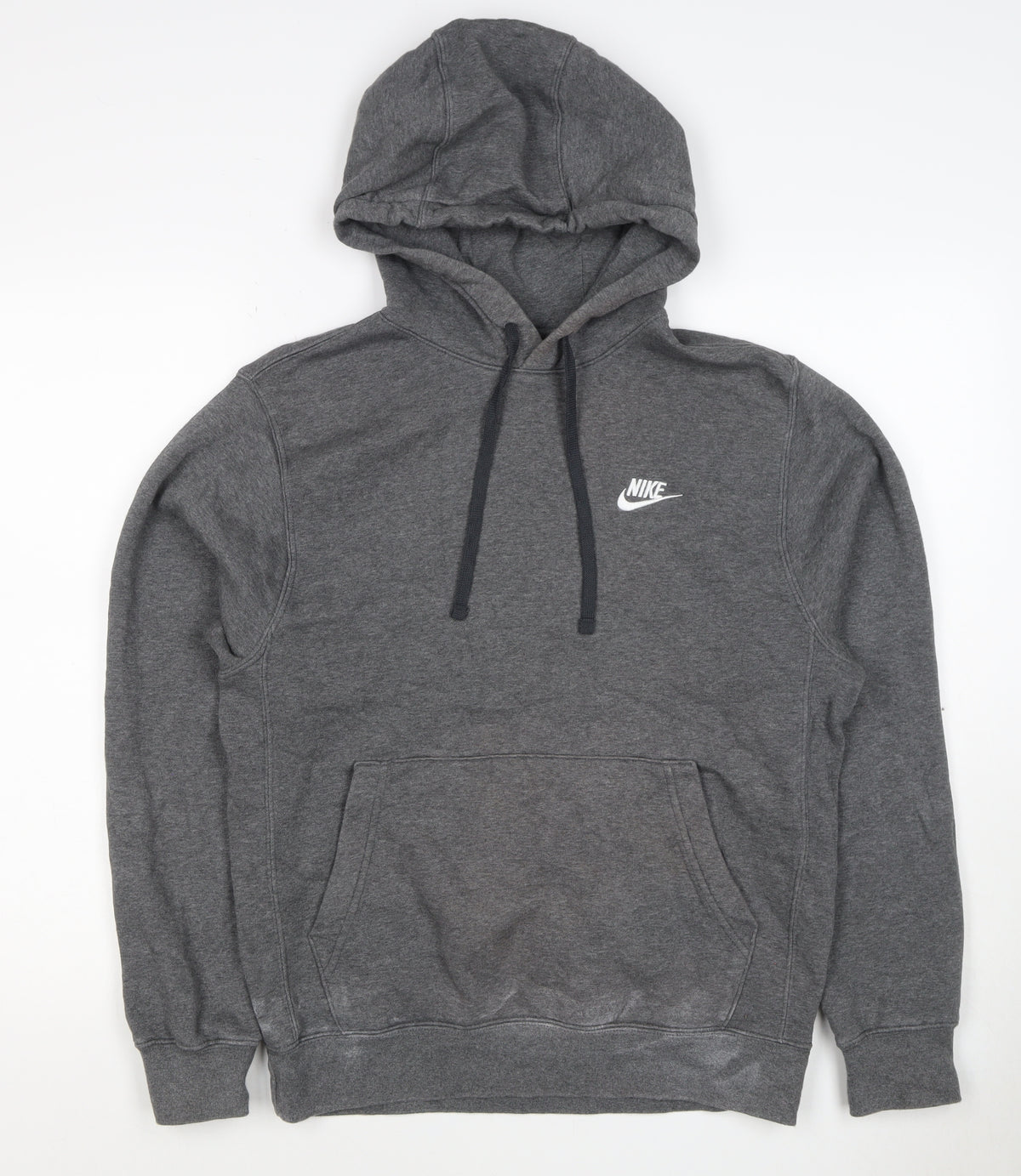 Nike Men’s Grey Small Pullover Hoodie Logo Fleece Drawstring
