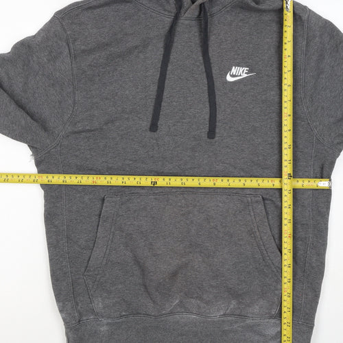 Nike Men’s Grey Small Pullover Hoodie Logo Fleece Drawstring