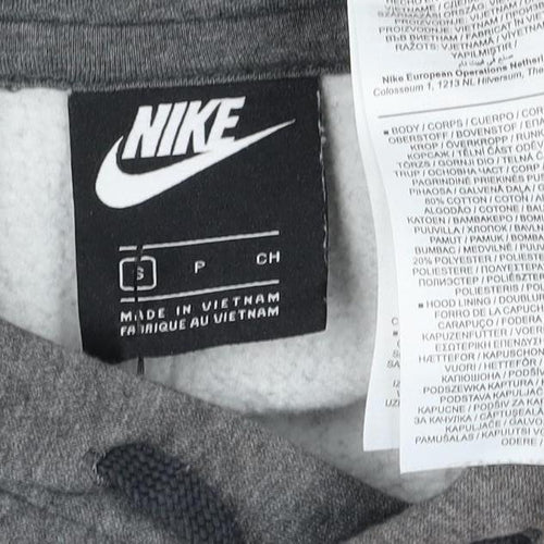 Nike Men’s Grey Small Pullover Hoodie Logo Fleece Drawstring