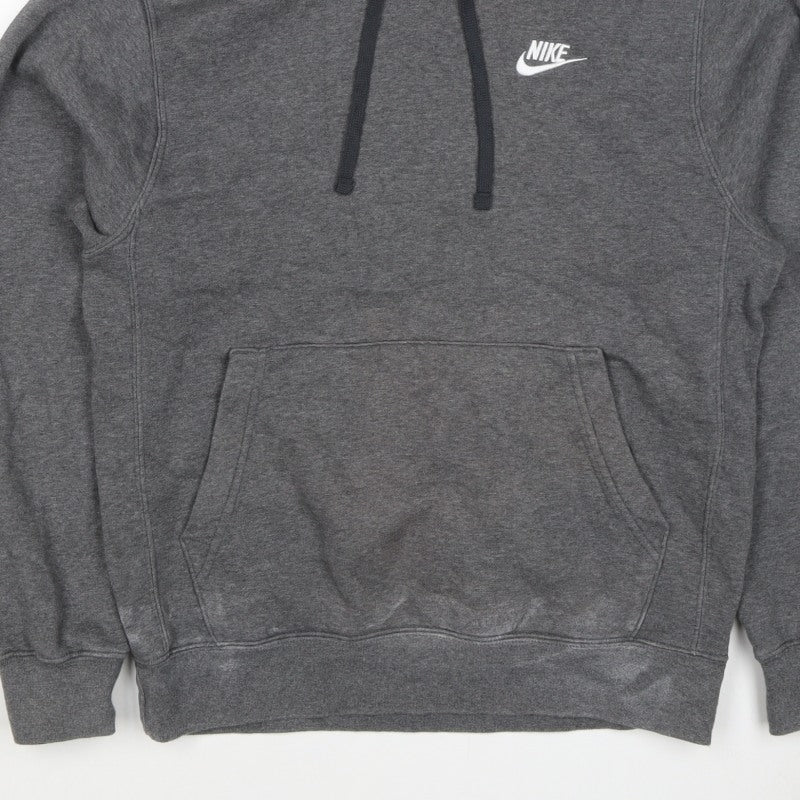 Nike Men’s Grey Small Pullover Hoodie Logo Fleece Drawstring