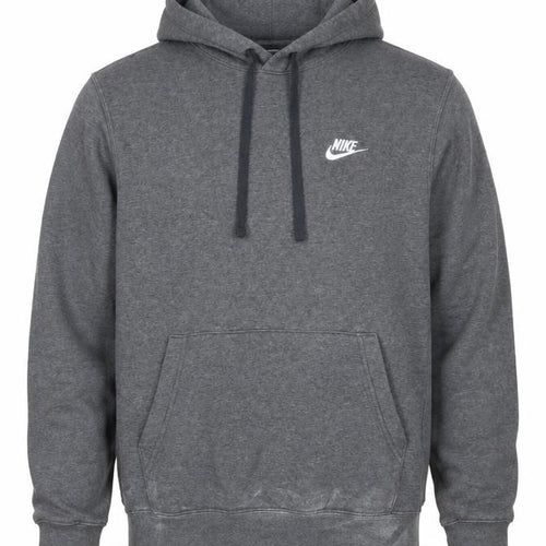 Nike Men’s Grey Small Pullover Hoodie Logo Fleece Drawstring
