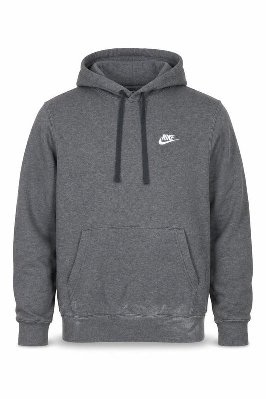 Nike Men’s Grey Small Pullover Hoodie Logo Fleece Drawstring