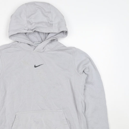 Nike Boys Grey 12-13 Years Pullover Hoodie Logo Pocket 20/21