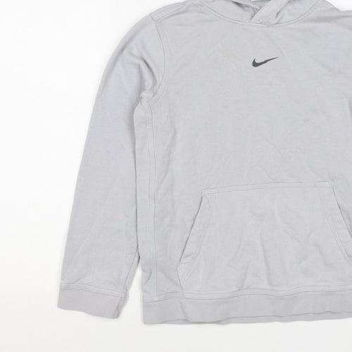 Nike Boys Grey 12-13 Years Pullover Hoodie Logo Pocket 20/21