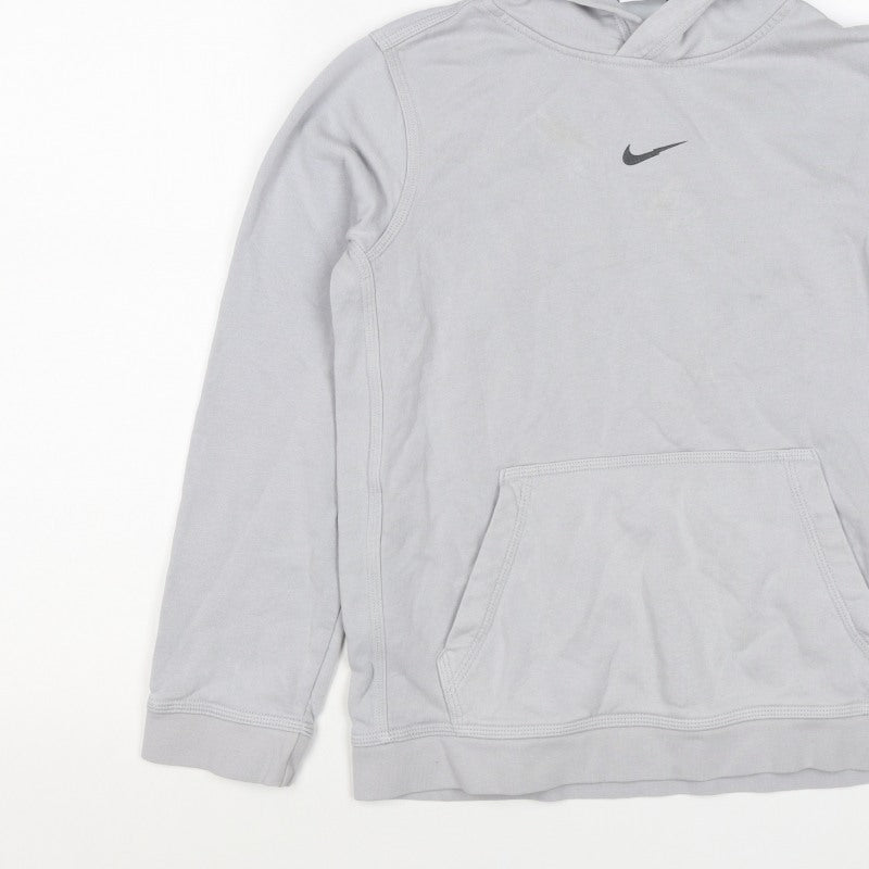 Nike Boys Grey 12-13 Years Pullover Hoodie Logo Pocket 20/21