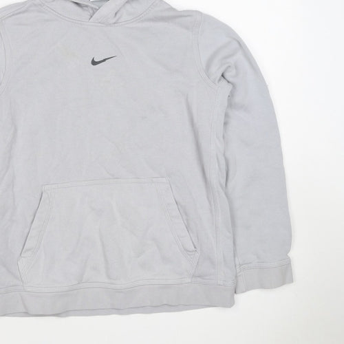 Nike Boys Grey 12-13 Years Pullover Hoodie Logo Pocket 20/21