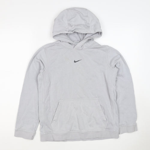 Nike Boys Grey 12-13 Years Pullover Hoodie Logo Pocket 20/21