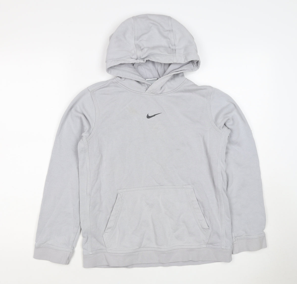 Nike Boys Grey 12-13 Years Pullover Hoodie Logo Pocket 20/21
