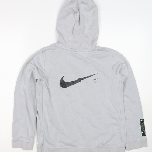 Nike Boys Grey 12-13 Years Pullover Hoodie Logo Pocket 20/21