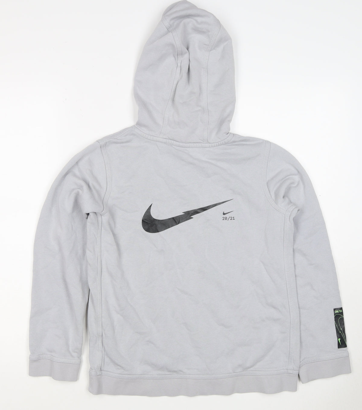 Nike Boys Grey 12-13 Years Pullover Hoodie Logo Pocket 20/21