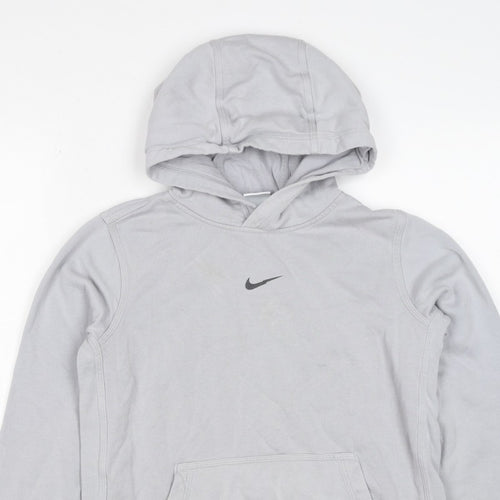 Nike Boys Grey 12-13 Years Pullover Hoodie Logo Pocket 20/21