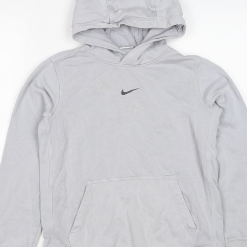 Nike Boys Grey 12-13 Years Pullover Hoodie Logo Pocket 20/21