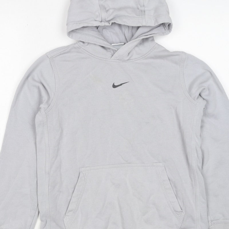 Nike Boys Grey 12-13 Years Pullover Hoodie Logo Pocket 20/21