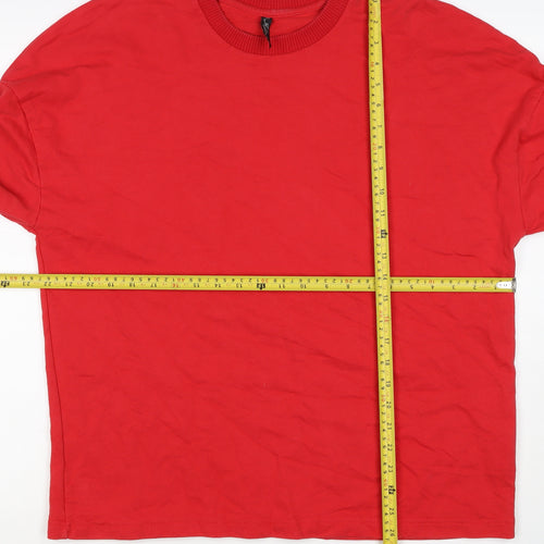 F&F Women Red Size 12 Colourblock Crew Neck Pullover Sweatshirt