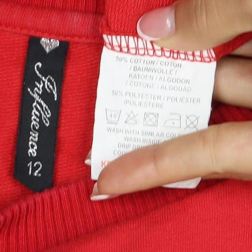 F&F Women Red Size 12 Colourblock Crew Neck Pullover Sweatshirt