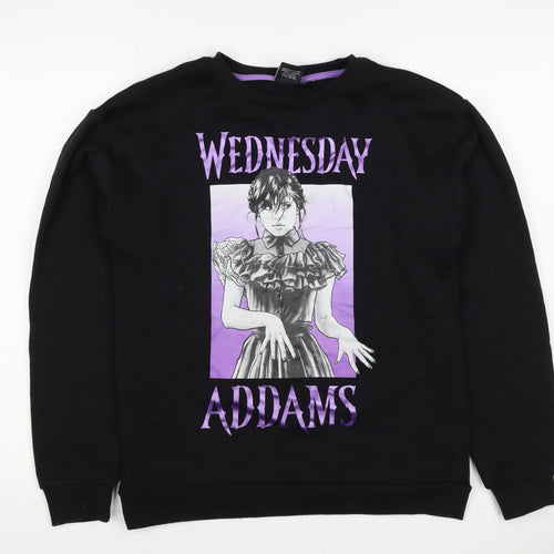 Wednesday Girls Black 13-14 Years Pullover Graphic Sweatshirt