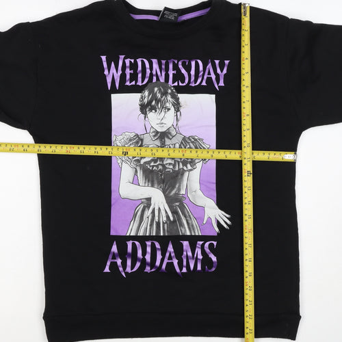Wednesday Girls Black 13-14 Years Pullover Graphic Sweatshirt