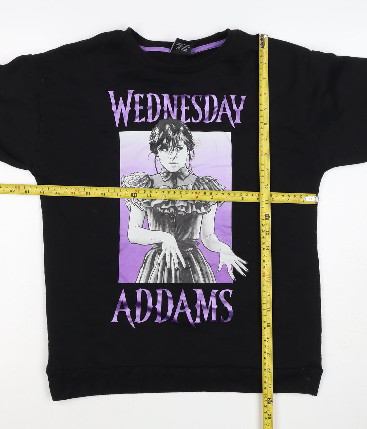 Wednesday Girls Black 13-14 Years Pullover Graphic Sweatshirt