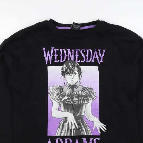 Wednesday Girls Black 13-14 Years Pullover Graphic Sweatshirt