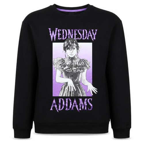 Wednesday Girls Black 13-14 Years Pullover Graphic Sweatshirt