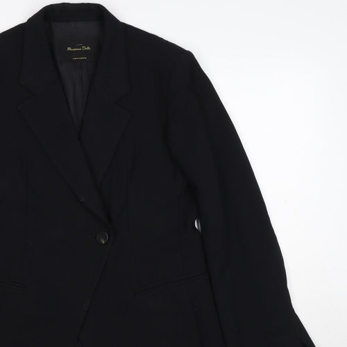 Massimo Dutti Women Black UK 6 Tailored Lined Single-Breasted Blazer