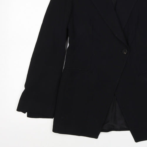 Massimo Dutti Women Black UK 6 Tailored Lined Single-Breasted Blazer