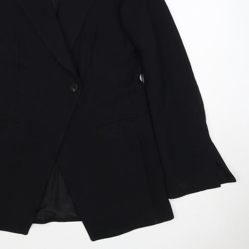 Massimo Dutti Women Black UK 6 Tailored Lined Single-Breasted Blazer