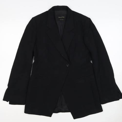 Massimo Dutti Women Black UK 6 Tailored Lined Single-Breasted Blazer